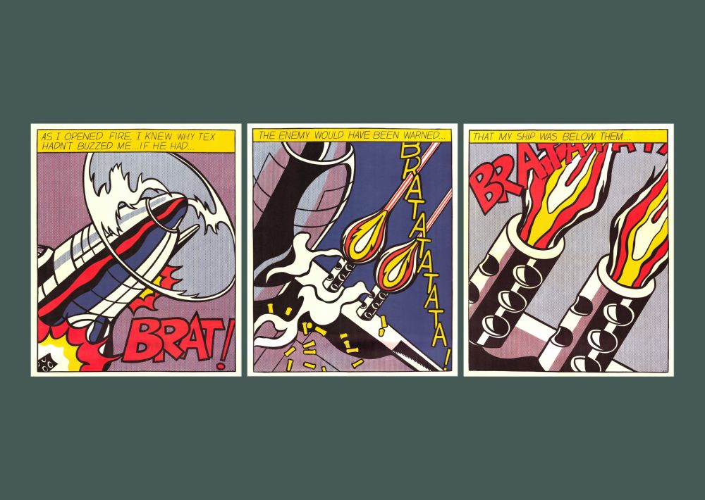 Lithographie Lichtenstein - Roy Lichtenstein: 'As I Opened Fire' 1983 Offset-lithograph Triptych Set