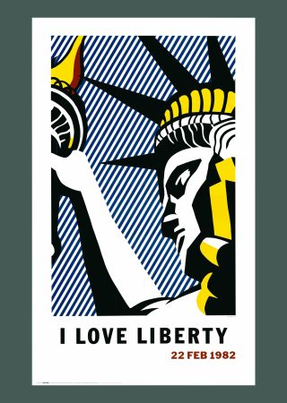 Lithographie Lichtenstein - Roy Lichtenstein: 'I Love Liberty' 1982 Offset-lithograph