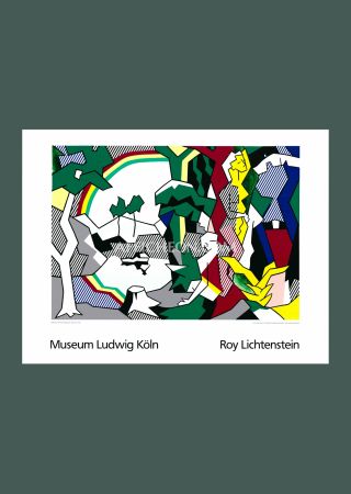Siebdruck Lichtenstein - Roy Lichtenstein: 'Landscape with Figures and Rainbow' 1989 Offset-serigraph