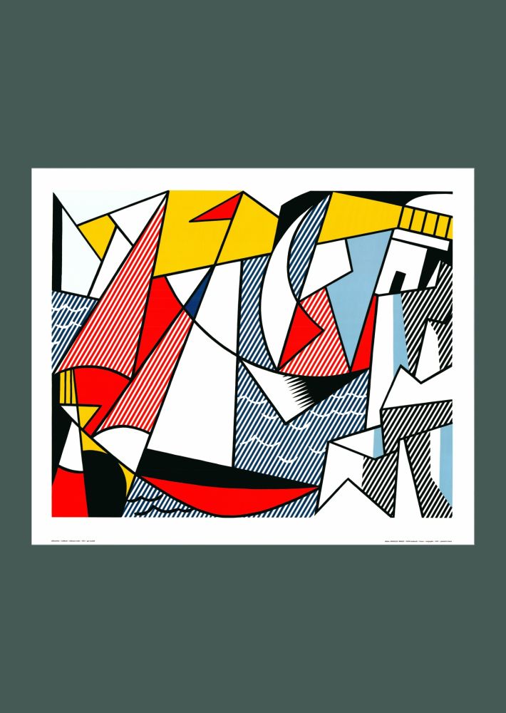 Lithographie Lichtenstein - Roy Lichtenstein: 'Sailboats' 1973 Offset-lithograph