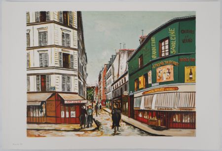 Lithographie Utrillo - Rue Seveste à Montmartre