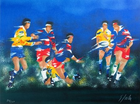 Lithographie Spahn - Rugby