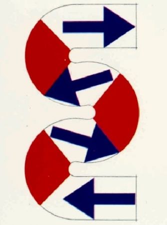Lithographie Sugai - S (Flèches bleues)