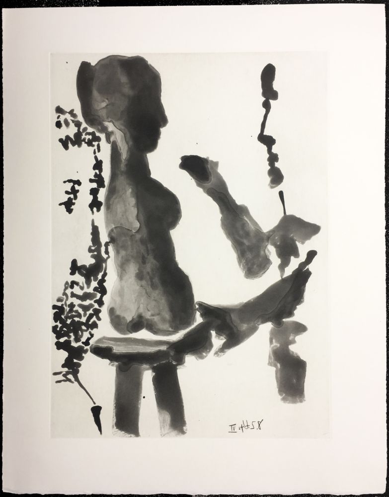 Radierung Und Aquatinta Picasso - SABLE MOUVANT Plate n°9. 1964
