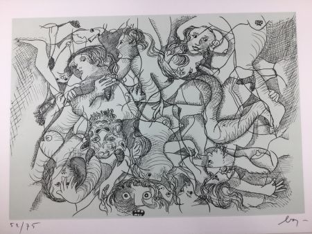Radierung Baj - Sade in Italy - complete folder ( 8 erotic etchings )