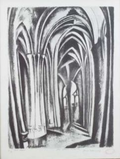 Lithographie Delaunay - Saint severin