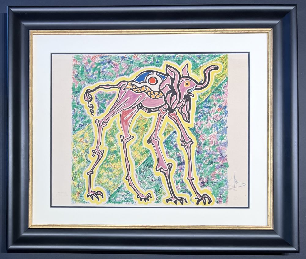 Lithographie Dali - Salvador Dalì (1904-1989) - Elefante-cicogna (Elephant-stork) - Coloured lithograph on Arches paper