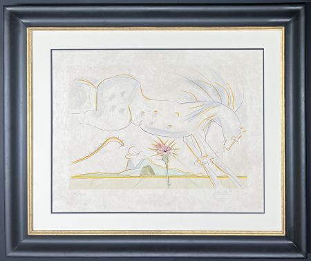 Stich Dali - Salvador Dalì (1904–1989) - The Horse and the Wolf - drypoint etching with stencil on extremely fine Japanese paper - 1974