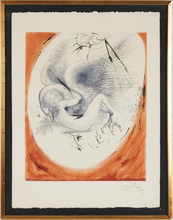 Kaltnadelradierung Dali - Salvador Dalì (1904 - 1989) - Leda and the Swan - mixed media incorporating heliogravure and drypoint etching hand-colored on Arches paper - 1964
