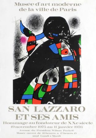 Plakat Miró - SAN LAZZARO ET SES AMIS. Hommage. Affiche originale .1975.