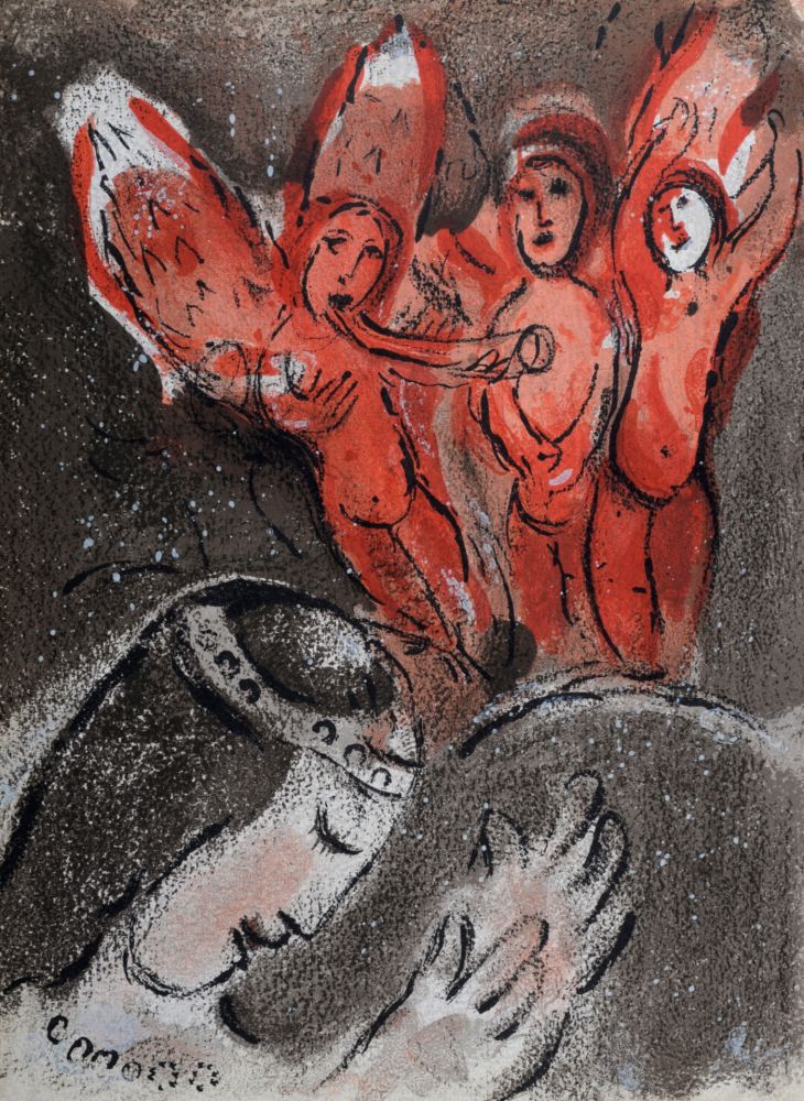 Lithographie Chagall - Sara et les Anges, 1960