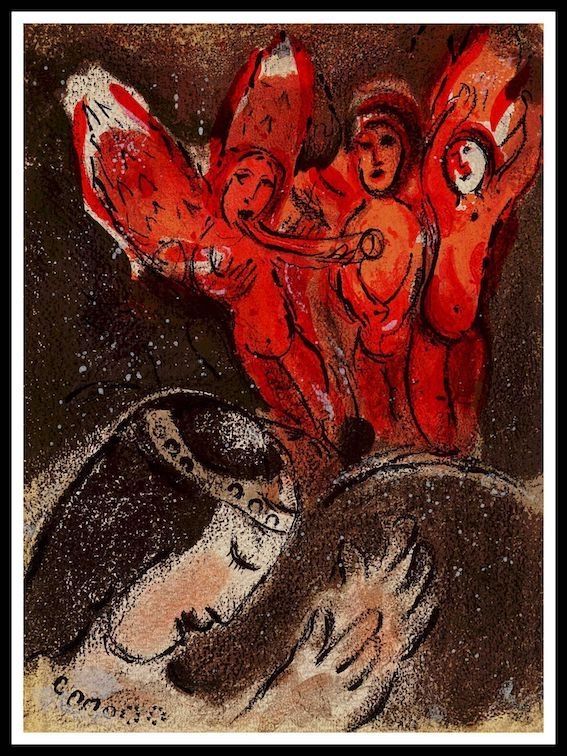Lithographie Chagall - Sara y los ángeles