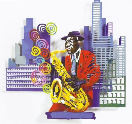 Siebdruck Gerstein - Saxophone Player, from Jazz and the City Series