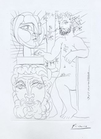 Stich Picasso - Sculpteur et Deux Têtes sculptées