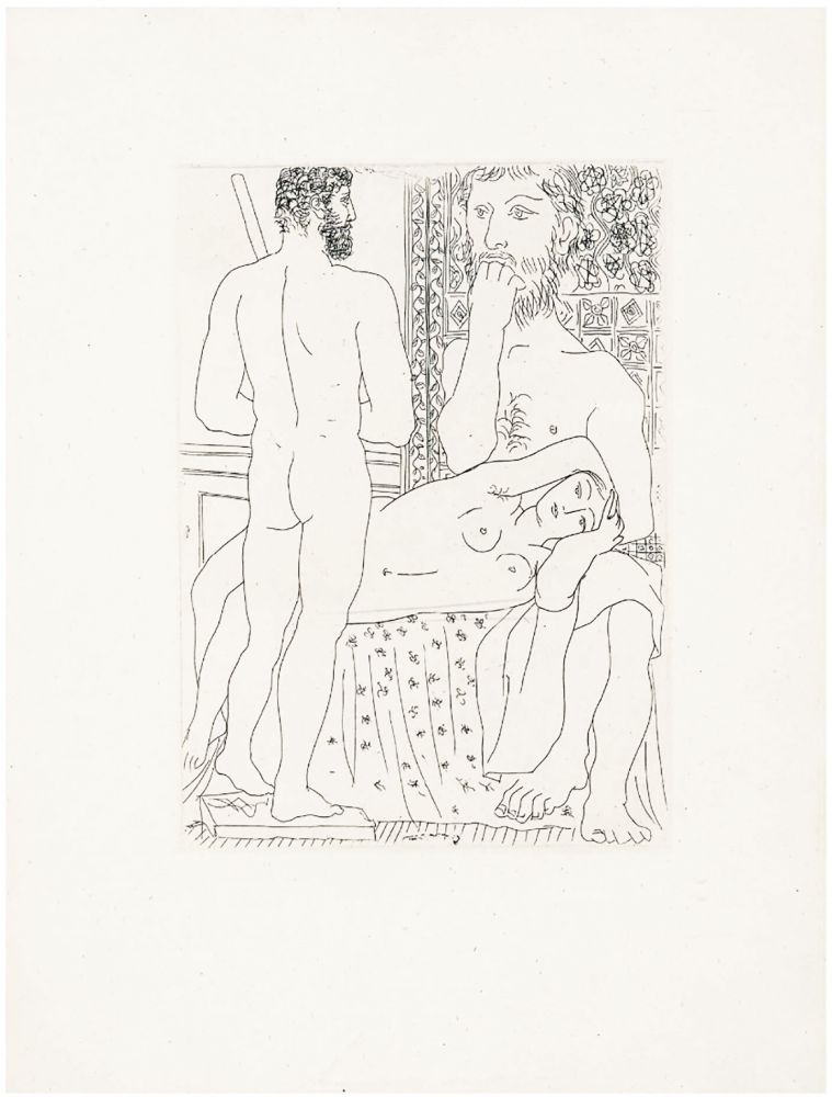 Radierung Picasso - Sculpteur, modèle couché et sculpture (Suite Vollard, pl. 37) - 1933