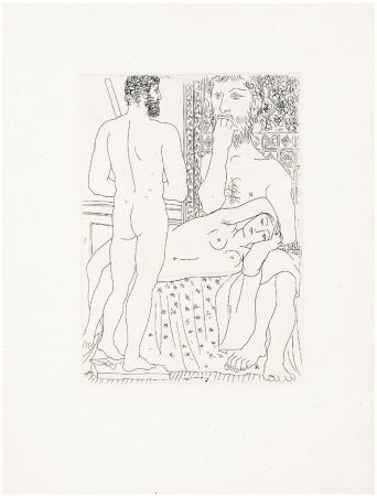 Radierung Picasso - Sculpteur, modèle couché et sculpture (Suite Vollard, pl. 37) - 1933