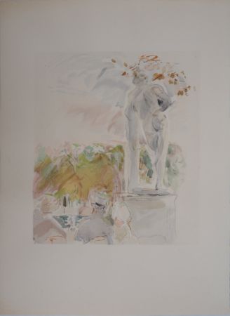 Lithographie Morisot - Sculptures au Au Jardin des Tuileries