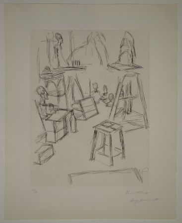 Radierung Giacometti - Sculptures dans l'atelier VI / Les Sculptures (Sculptures). 