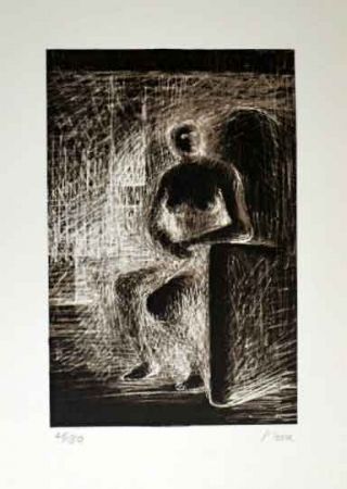 Lithographie Moore - SEATED FIGURE IV REVERSE LIGHTING