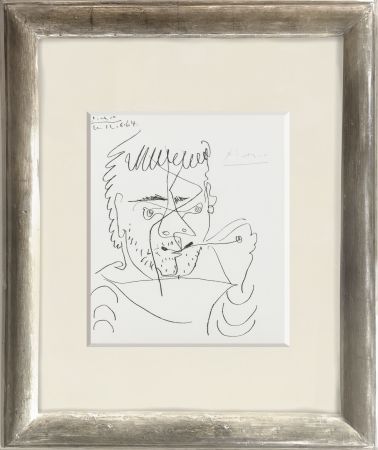 Lithographie Picasso - Self portrait Le Fumeur, Hommage à Henry-Daniel Kahnweiler