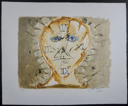 Lithographie Dali - Self Portrait Sundial