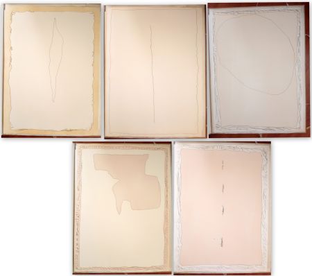 Stich Fontana - Serie Rosa the complete set of five etchings with aquatint in colours, one with incisions