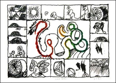 Lithographie Alechinsky - Serpent restauré 