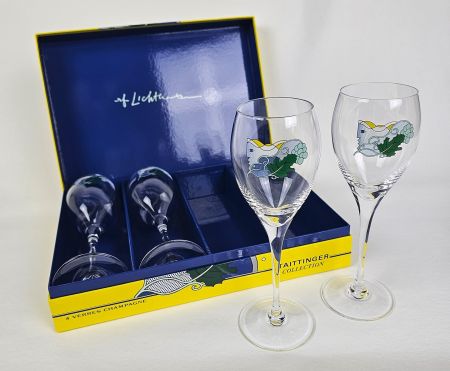 Siebdruck Lichtenstein - Set of 4 Taittinger Collection Champagne Flutes