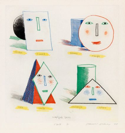 Stich Hockney - Simplified Faces (State 2) 