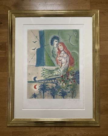 Lithographie Chagall (After) -  Sirène au Poète