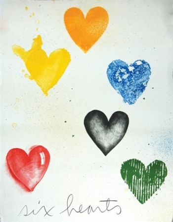Lithographie Dine - SIX HEARTS