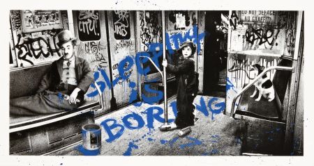 Siebdruck Mr Brainwash - Sleeping is boring - Blue