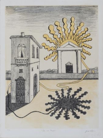 Lithographie De Chirico - Sole sul tempio