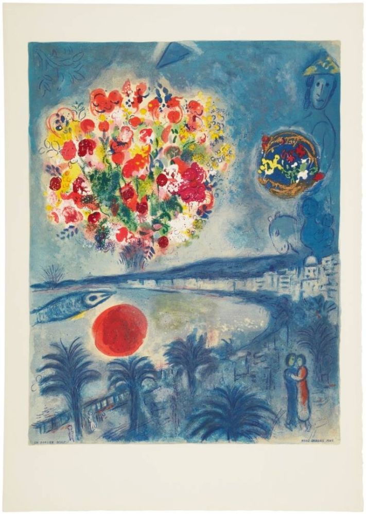 Lithographie Chagall - Soleil couchant (Sunset)
