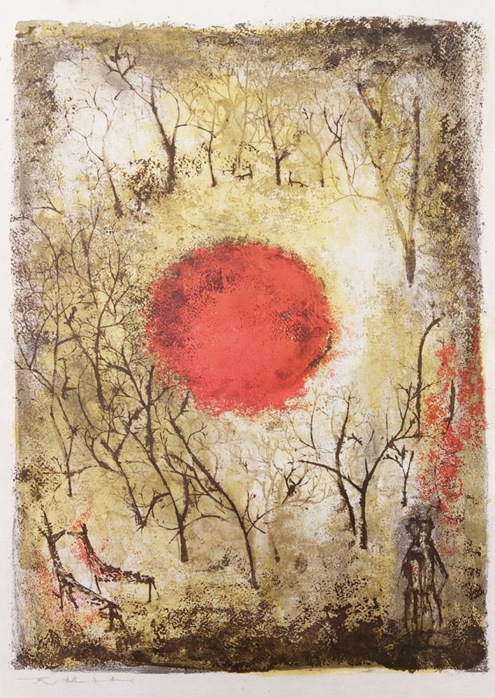 Lithographie Zao - Soleil Rouge 