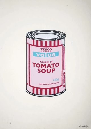 Siebdruck Banksy - Soup Can - pink