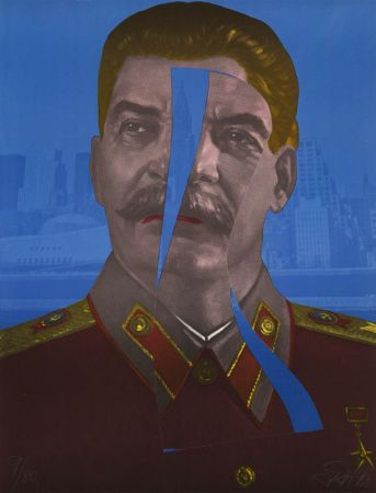 Linolschnitt Erro - Staline in New York