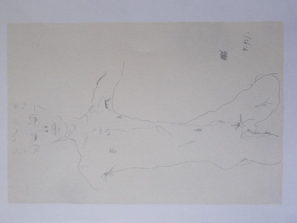 Lithographie Schiele - Standing male nude