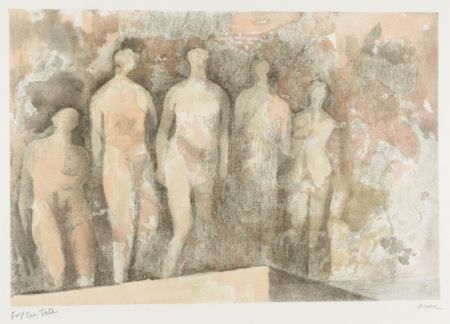 Lithographie Moore - Standing Nudes