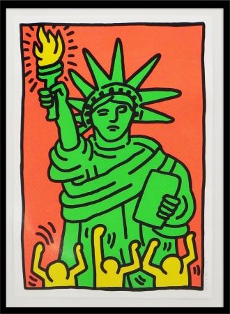 Siebdruck Haring - Statue of Liberty
