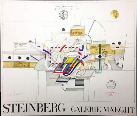 Lithographie Steinberg - STEINBERG 1970. Galerie Maeght. Lithographie signée par l'artiste.