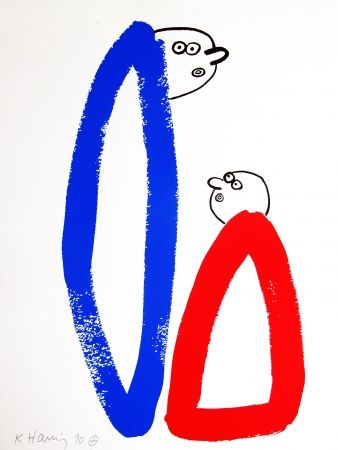 Lithographie Haring - Story of Red & Blue #14