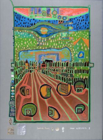 Siebdruck Hundertwasser - Street for survivers, Plate 2, 1970-72