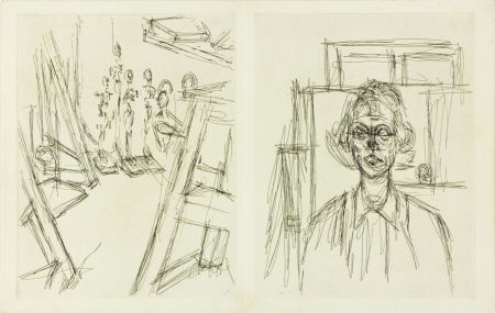 Radierung Giacometti - Studio and Annette, from La Double Vue