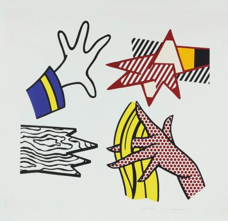Siebdruck Lichtenstein - Study with Hands