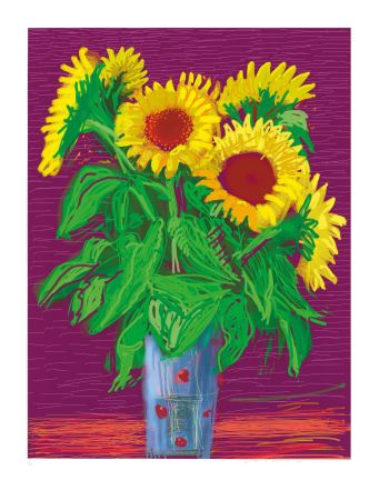Keine Technische Hockney - Sunflowers iPad drawing by David Hockney