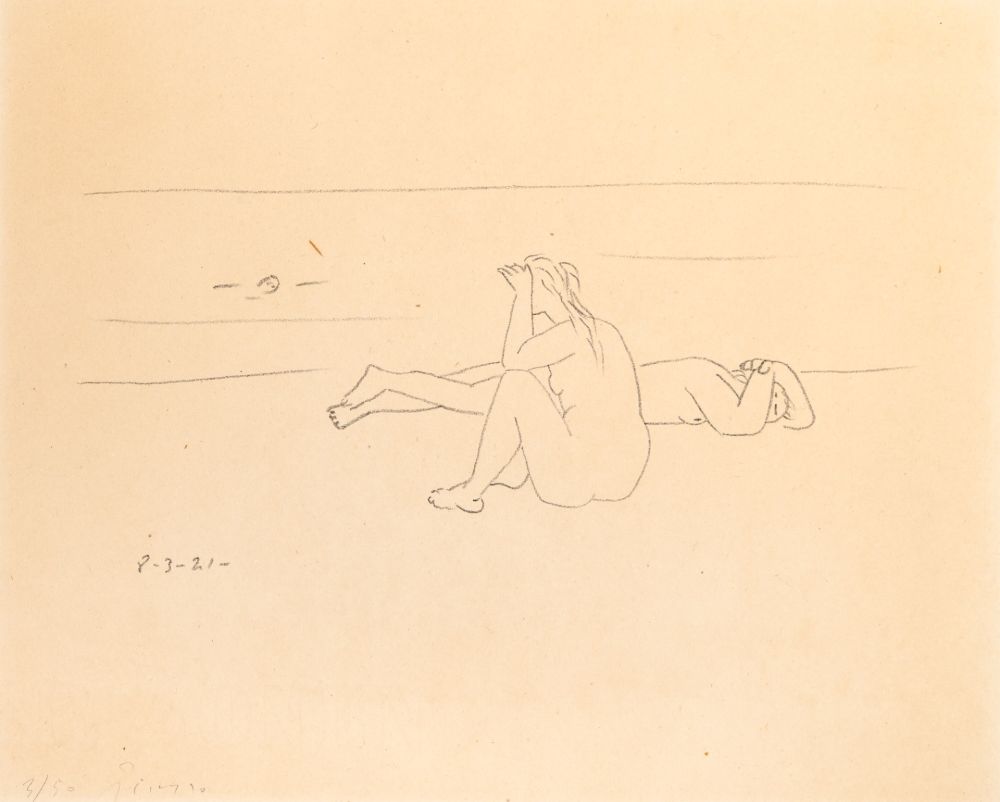 Lithographie Picasso - Sur la plage I (Deux nus)