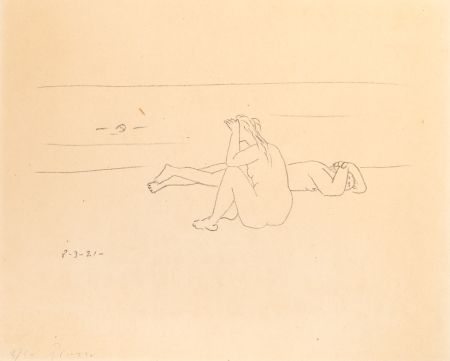 Lithographie Picasso - Sur la plage I (Deux nus)