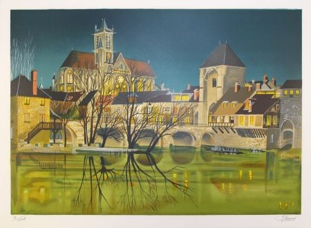 Lithographie Lecoindre - Sur les bords du fleuve