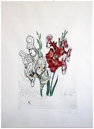 Kaltnadelradierung Dali - Surrealistic Flowers, 541, Gladiolus cum aurium corymbo expectantium